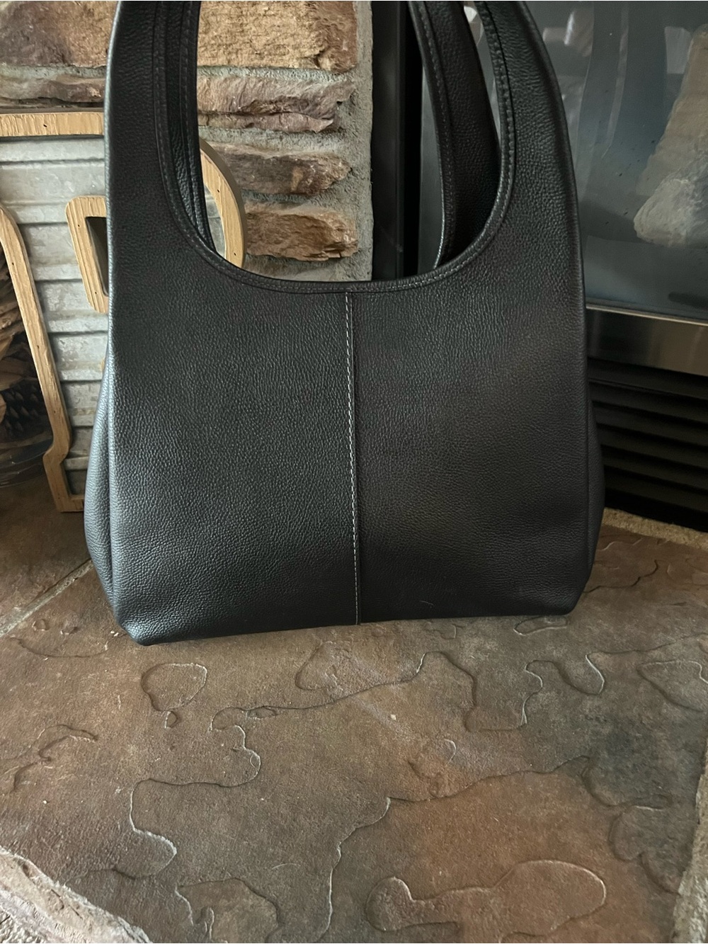 Coach Black Pebbled Leather Shoulder Tote Lana - Picture 3 of 6